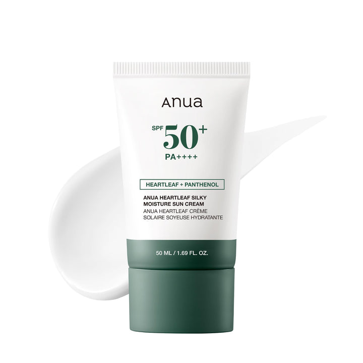 anua Heartleaf Silky Moisture Sun Cream SPF50+ - 50ml | كريم واقٍ من الشمس الهارتليف للترطيب الحريري SPF50+ من أنوا - 50 مل