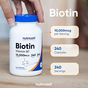 Nutricost Biotin Vitamin B7 10,000mcg 10mg - 240 Capsules | نوتري كوست بيوتين فيتامين ب7 10000 ميكروغرام - 240 كبسولة #3