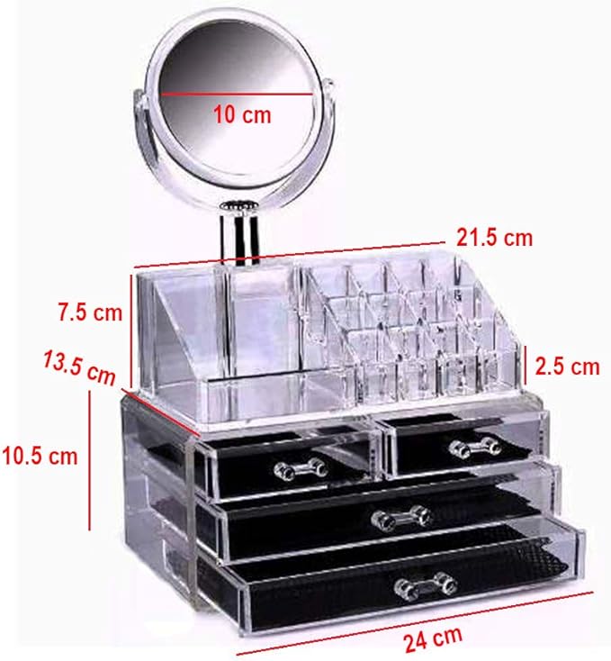 Tools & Cases Acrylic Cosmetic Organizer | منظم مكياج شفاف مع مرآة
