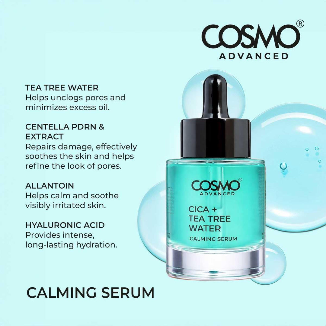 Cosmo Cica + Tea Tree Water - 40ml | كوزمو سيروم مهدئ بخلاصة ماء شجرة الشاي + سيكا - 40مل