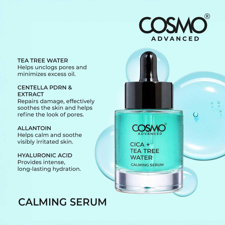 Cosmo Cica + Tea Tree Water - 40ml | كوزمو سيروم مهدئ بخلاصة ماء شجرة الشاي + سيكا - 40مل