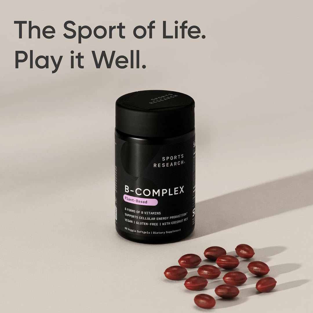 Sports Research Vitamin B-Complex Plant-Based - 60 Vegan Softgels | سبورت ريسيرش مكمل متعدد للفيتامينات بتركيبة نباتية - 60 كبسولة هلامية