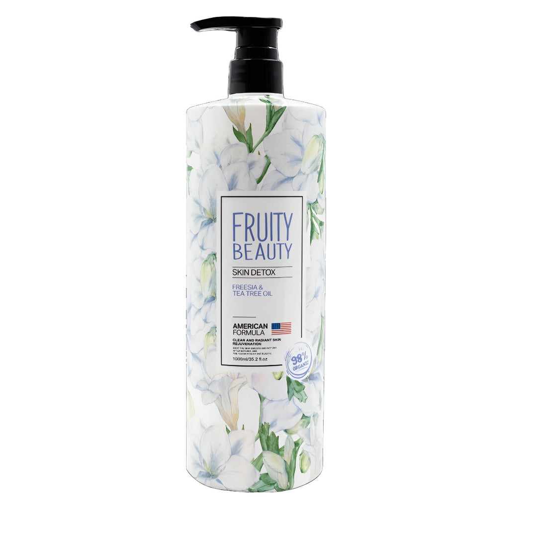 FRUITY BEAUTY Skin Detox Freesia & Tea Tree Oil Shower Gel - 1000ml | فروتي بيوتي جل استحمام بزيت شجرة الشاي - 1000 مل