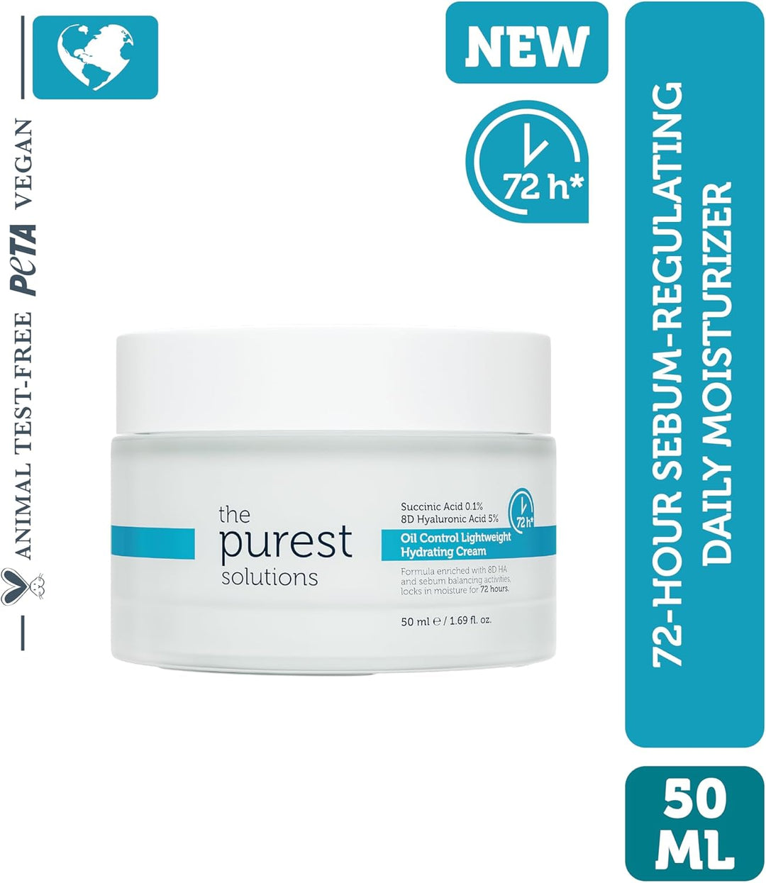The Purest Solutions Oil Control Lightweight Hydrating Cream - 50ml | ذا بيورست سوليوشنز كريم ترطيب خفيف للتحكم بالزيوت – 50 مل