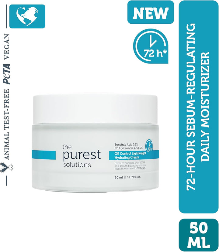 The Purest Solutions Oil Control Lightweight Hydrating Cream - 50ml | ذا بيورست سوليوشنز كريم ترطيب خفيف للتحكم بالزيوت – 50 مل