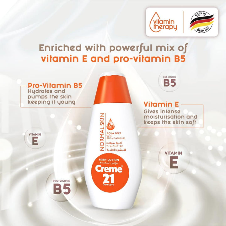 Creme21 Germany Aqua Soft Body Lotion Normal Skin - 400ml | كريمي 21 جيرمني لوةشن مرطب للجسم -400 مل