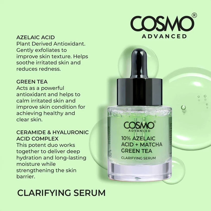 Cosmo 10% Azelaic Acid + Matcha Green Tea - 40ml | كوزمو سيروم حمض الأزيليك 10% مع شاي الماتشا الأخضر - 40 مل