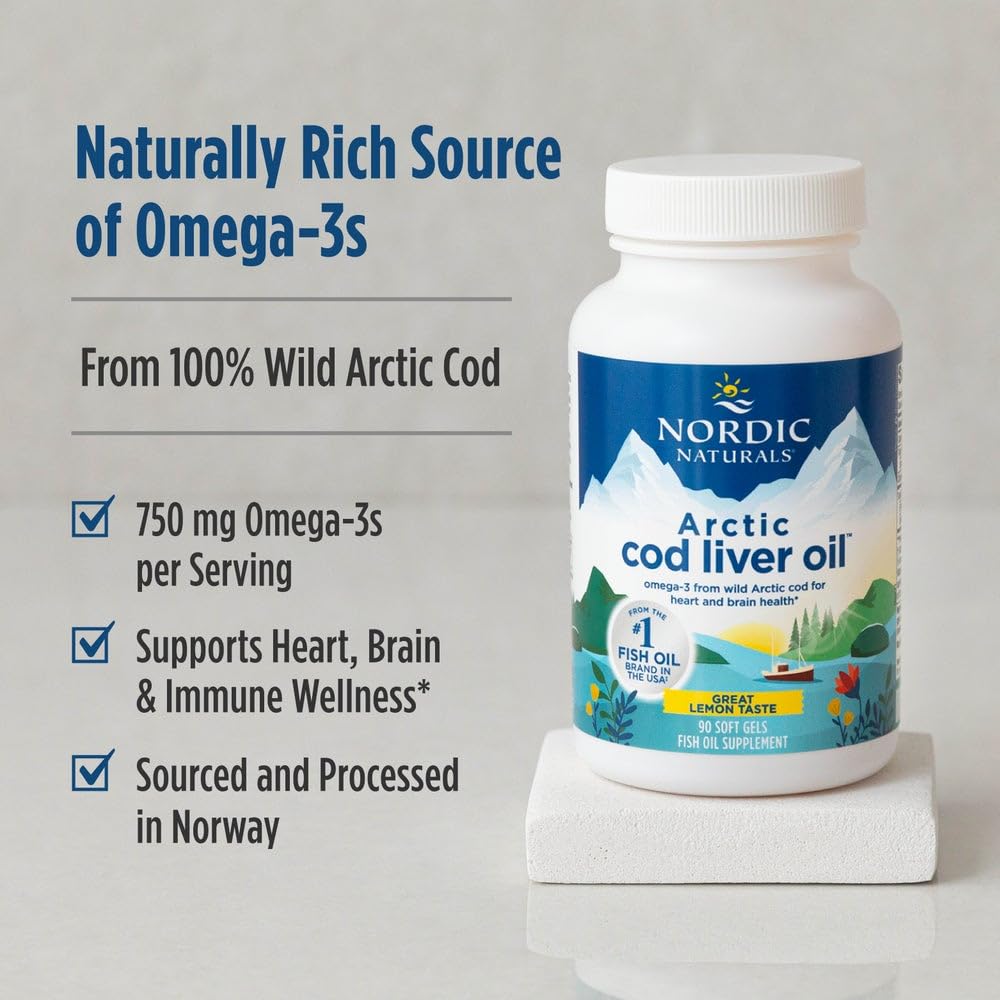 Nordic Naturals Arctic Cod Liver Oil - 90 Soft Gels - 90 كبسولة | نوردك ناتشورالز زيت كبد القد القطبي طعم الليمون - 90 كبسولة #3