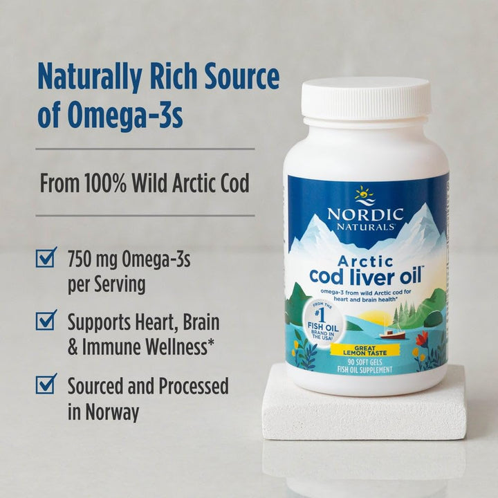 Nordic Naturals Arctic Cod Liver Oil - 90 Soft Gels - 90 كبسولة | نوردك ناتشورالز زيت كبد القد القطبي طعم الليمون - 90 كبسولة #3