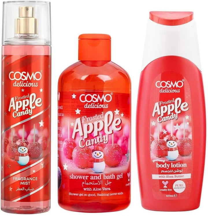Cosmo Apple Candy Baby Mist Body Lotion Shower & Bath Gel | كوزمو مجموعة العناية بالجسم برائحة حلوى التفاح