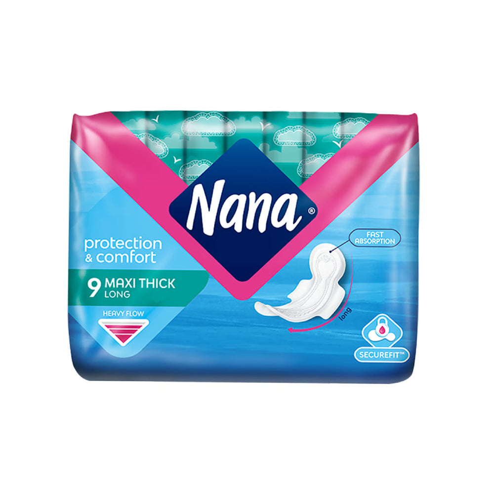 Nana Protection & Comfort Maxi Thick Long - 9pads | نانا فوط نانا ماكسي ثيك طويلة - 9 قطع