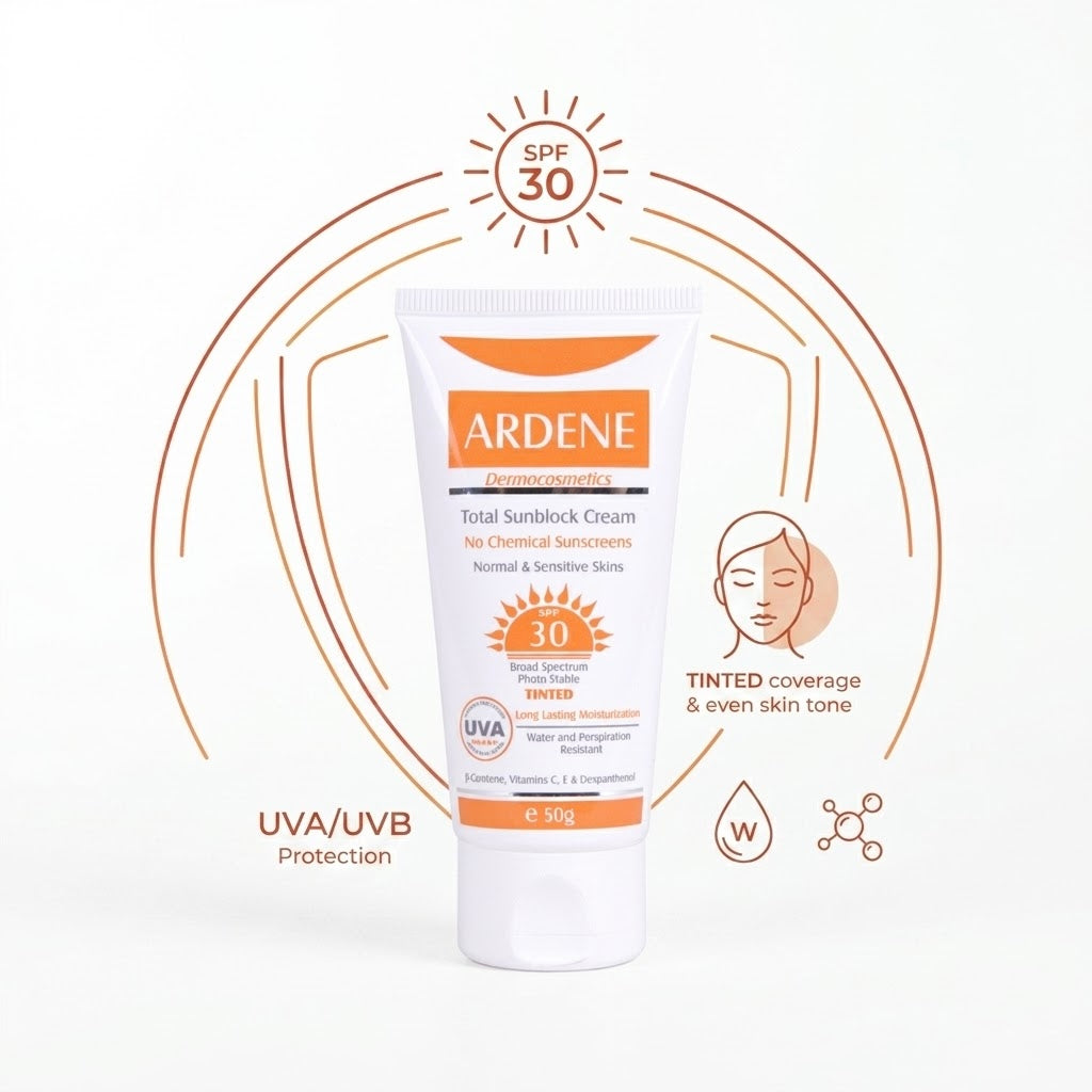 Ardene Sunscreen Tinted For Normal & Sensitive Skins SPF30 Cream - 50ml | اردن كريم واقي شمسي مع لون للبشرة العادية و الحساسة spf30 - 50 مل