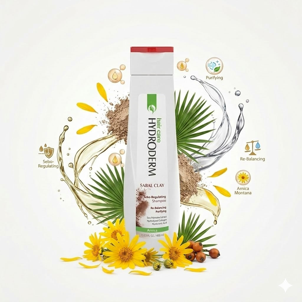 HYDRODERM clay shampoo for oily hair - 400ml | هيدروديرم شامبو منقي بالطين للشعر الدهني - 400 مل