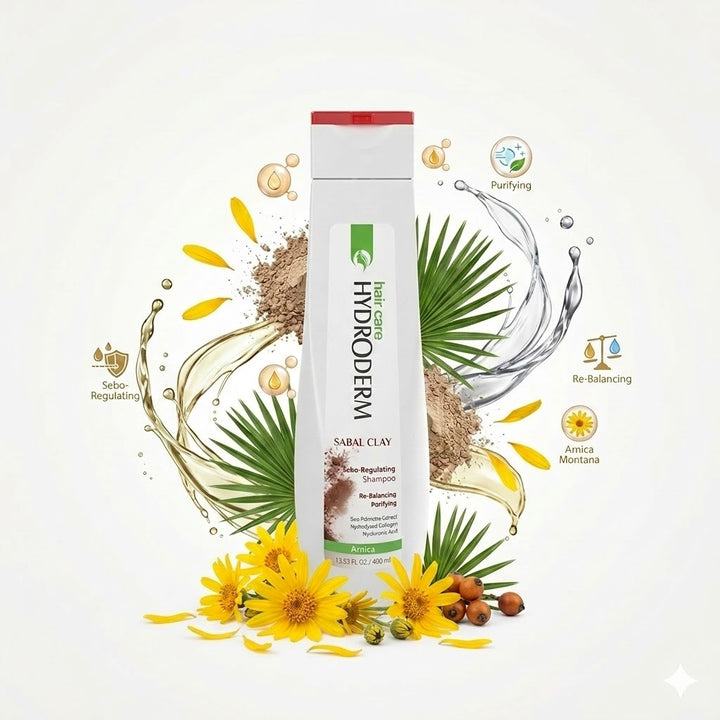 HYDRODERM clay shampoo for oily hair - 400ml | هيدروديرم شامبو منقي بالطين للشعر الدهني - 400 مل
