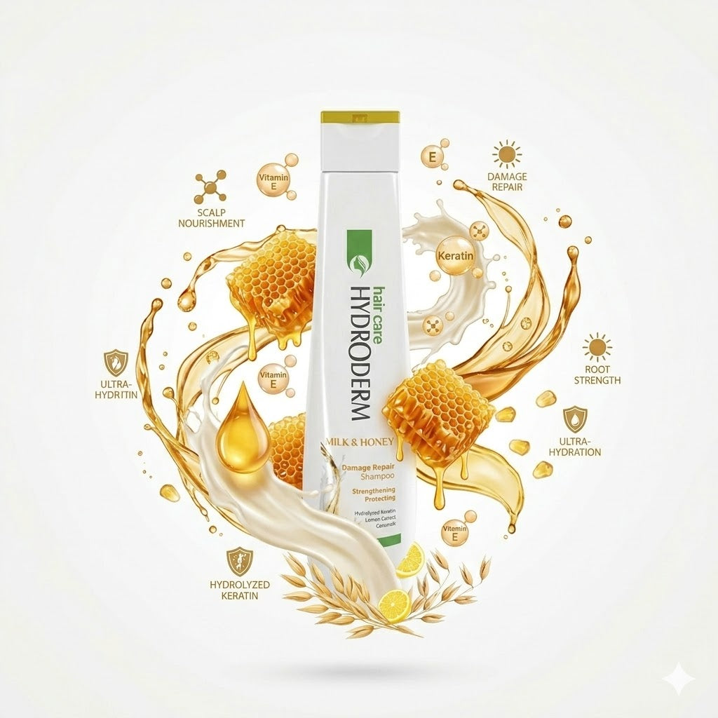 HYDRODERM milk and honey restorative shampoo - 400ml | هيدروديرم شامبو مرمم للشعر بالعسل و الحليب - 400 مل