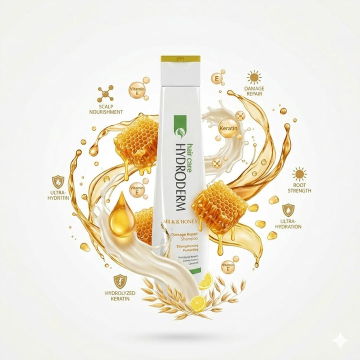 HYDRODERM milk and honey restorative shampoo - 400ml | هيدروديرم شامبو مرمم للشعر بالعسل و الحليب - 400 مل