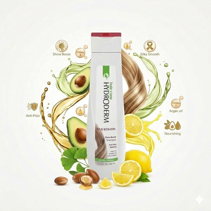 HYDRODERM hair glossing and anti-frizz shampoo - 400ml | هيدروديرم شامبو منعم و مضاد للتجعد - 400 مل