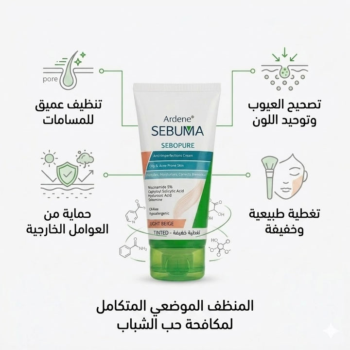 Ardene Sebuma Anti Imperfections Cream Oily Skin - 30ml  | اردن كريم محاربة عيوب البشرة الدهنية  - 30 مل