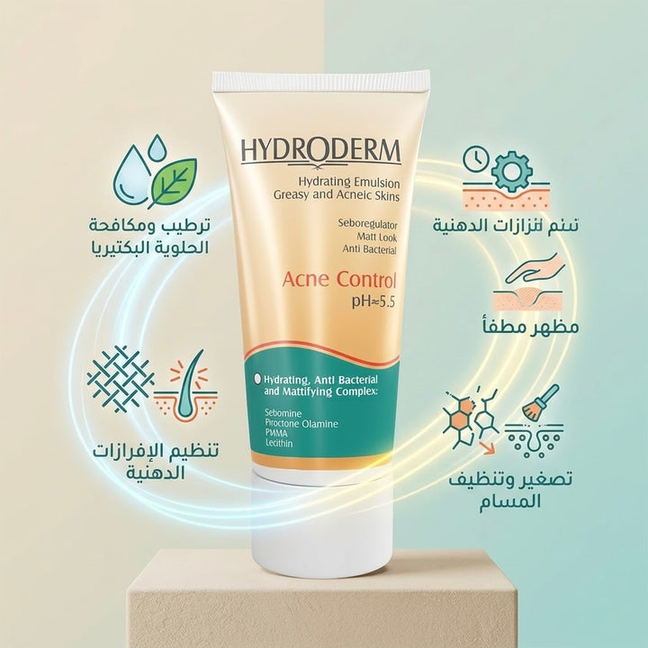 HYDRODERM Hydrating Emulsion Greasy And Acneic Skin - 40ml | هيدروديرم – مستحلب مرطّب للبشرة الدهنية والمعرّضة لحبّ الشباب – 40 مل