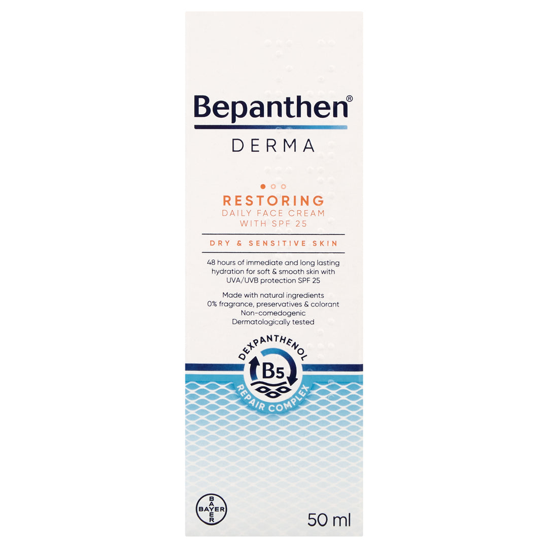 Bepanthen Derma Restoring Daily Face Cream Spf25 - 50ml | بيبانثين كريم وجه يومي مرمم مع SPF 25 - 50مل