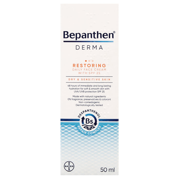Bepanthen Derma Restoring Daily Face Cream Spf25 - 50ml | بيبانثين كريم وجه يومي مرمم مع SPF 25 - 50مل