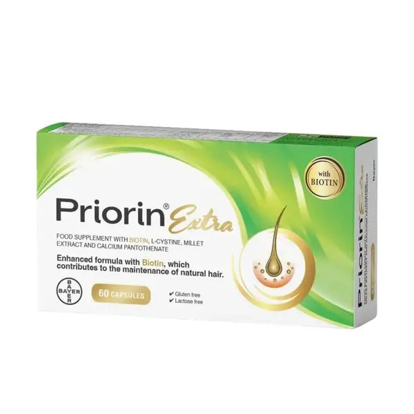 Priorin Extra Hair Growth Support with Biotin - 60 Capsules | بريورين إكسترا مكمل غذائي 620 ملغ - 60 كبسولة