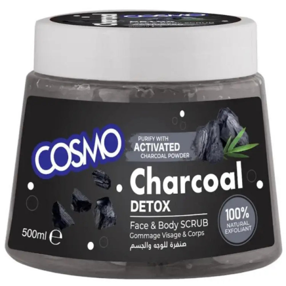 COSMO Charcoal Detox Face & Body Scrub - 500ml | كوزمو مقشر للوجه و الجسم بالفحم النشط - 500 مل