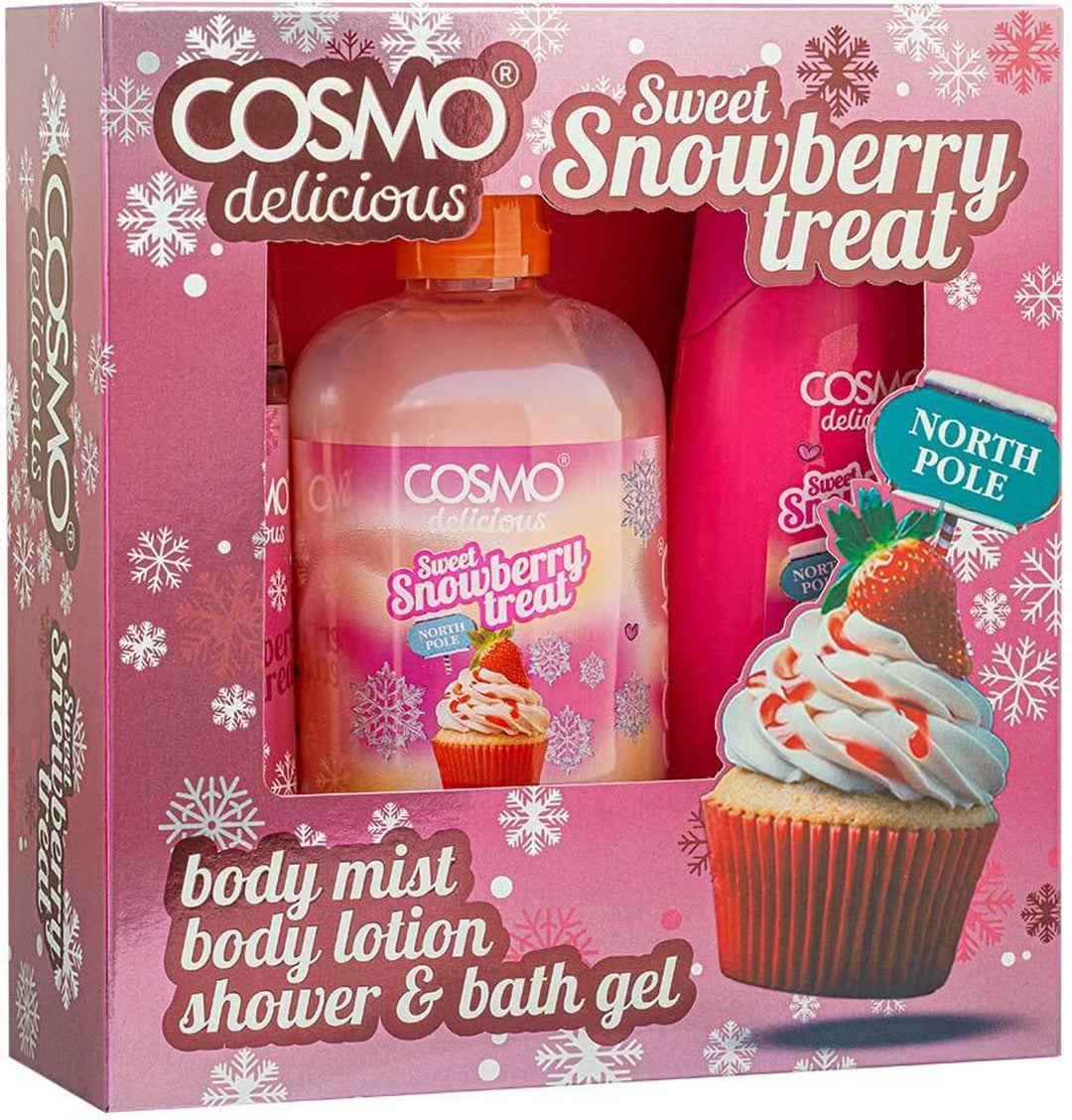 Cosmo Sweet Snowberry  Body Mist Body Lotion Shower & Bath Gel | كوزمو سويت سنوبيري مجموعة ميست للجسم ولوشن للجسم وجل الاستحمام