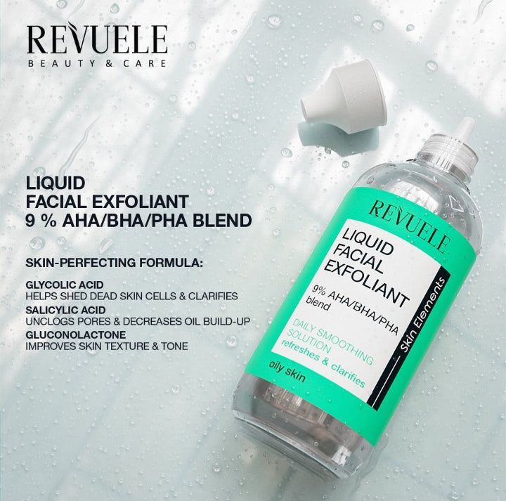 Revuele Liquid Facial Exfoliant 9% For Oily Skin - 125ml | ريفويل تونر مقشر بالأحماض 9% للبشرة الدهنية - 125 مل