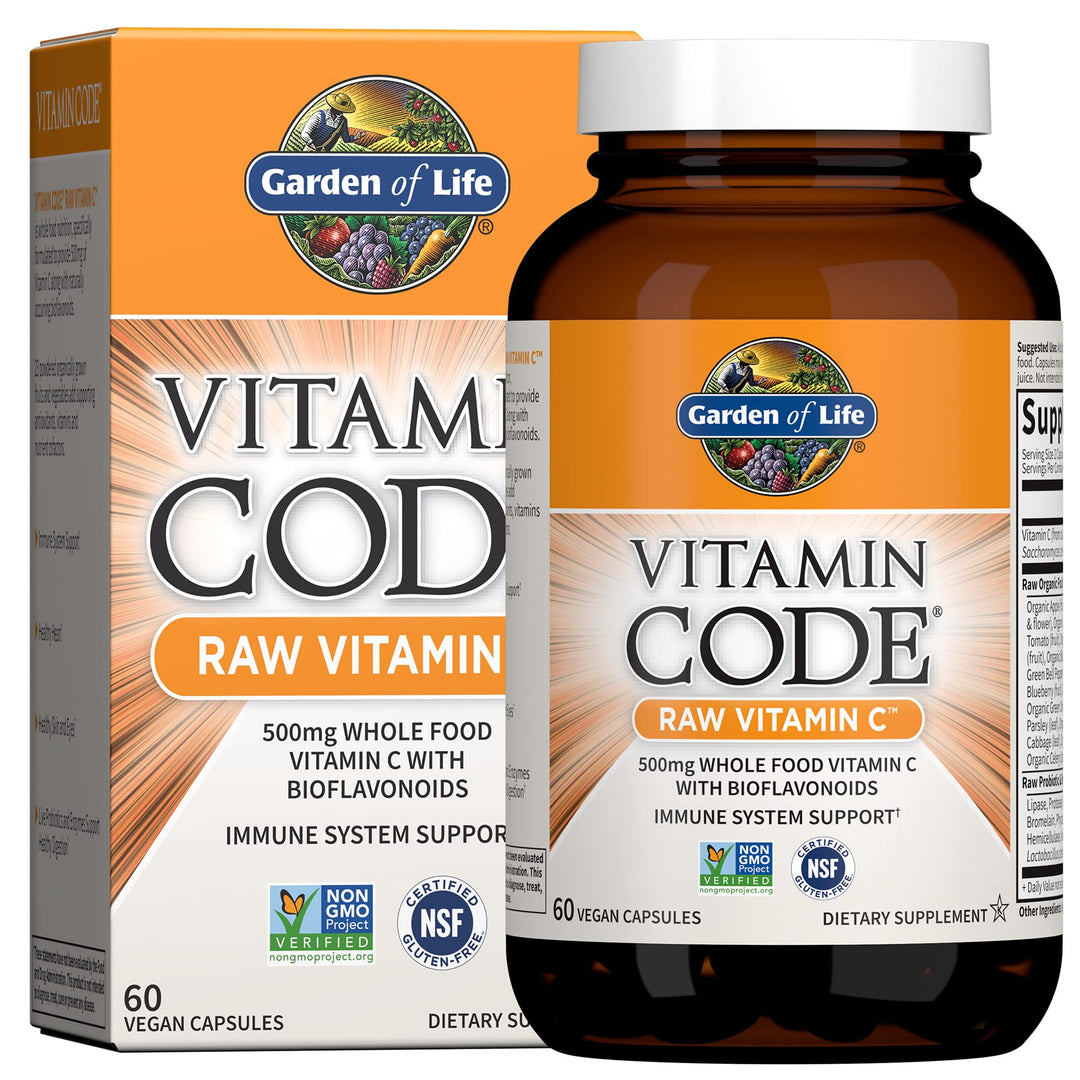 Garden of Life Vitamin Code Raw Vitamin C - 60 Vegan Capsules | غاردن أوف لايف فيتامين سي كود 60 كبسولة نباتية