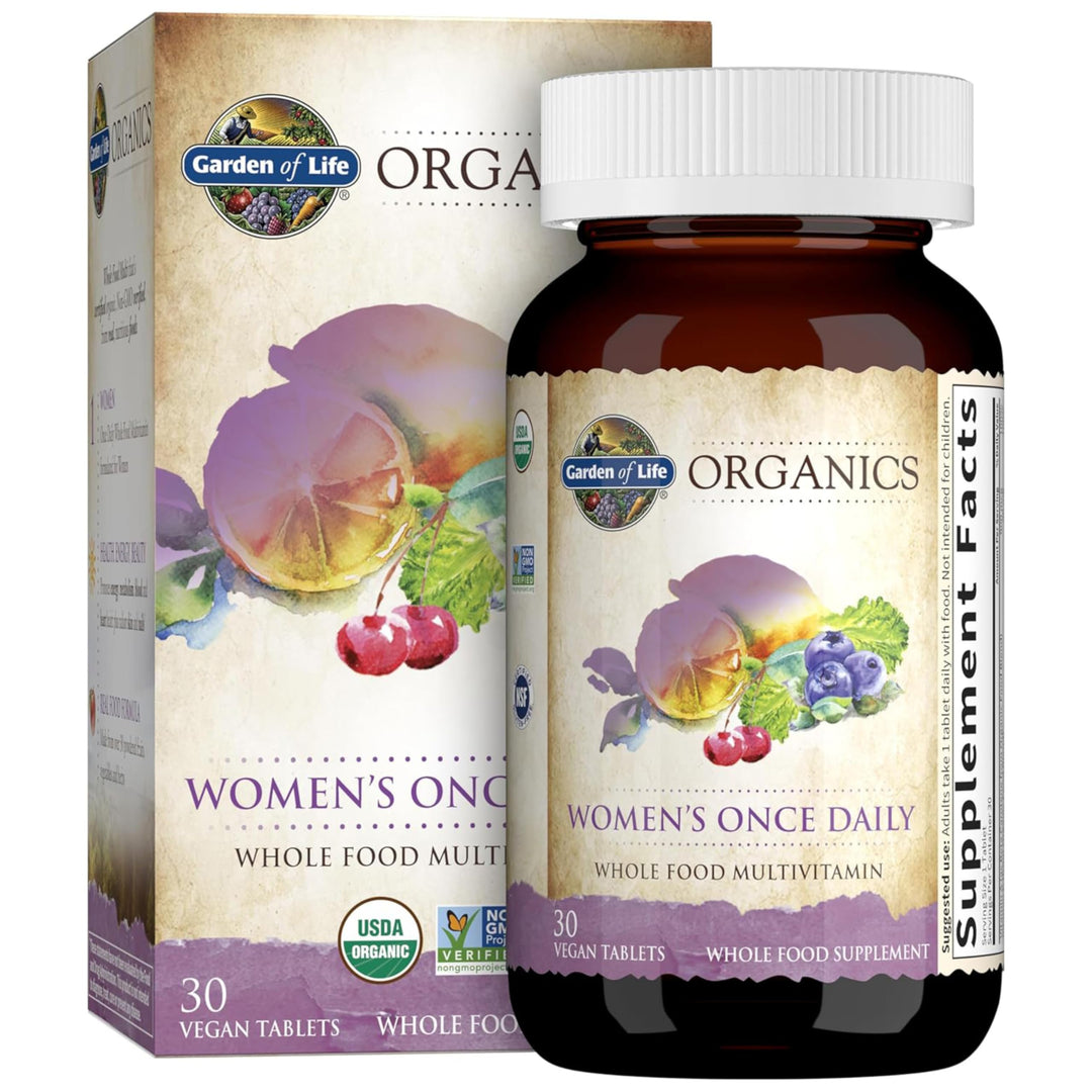 Garden of Life Organics Women's Once Daily - 30 Vegan Tablets | غاردن أوف لايف أورغانيكس مكمل متعدد الفيتامينات للنساء – 30 قرصًا نباتيًا