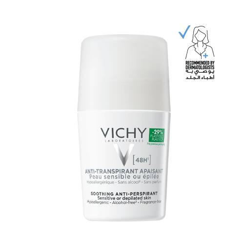 VICHY Roll-on 48H Anti-Perspirant Deodorant Sensitive  - 50ML | فيشي مزيل تعرق لمدة 48 ساعة للبشرة الحساسة - 50 مل