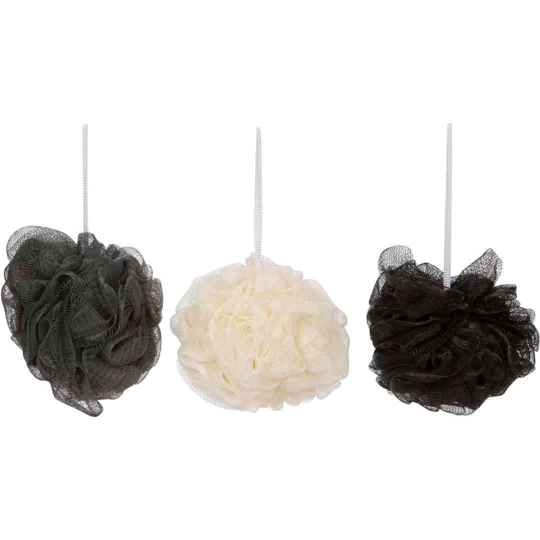 Cala MESH SPONGE SET(3PCS BLACK/WHITE/GREY) | كالا مجموعة إسفنجات للاستحمام – 3 قطع