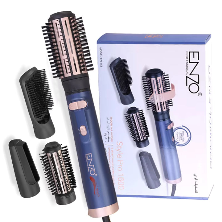 ENZO 4-in-1 Hot Air Spin Styler – Automatic Rotating Hair Dryer Brush for Straightening, Curling & Volumizing | اينزو فرشاة تصفيف الشعر الدوّارة بالهواء الساخن 4 في 1
