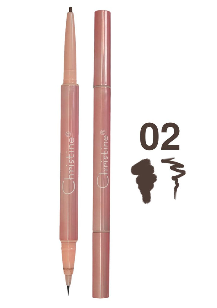 Christine 2 In 1 Eyeliner & Eyebrow Pencil - 0.4ml | كريستين  2 في 1 يجمع بين آيلاينر لتحديد العين وقلم لتحديد الحواجب - 0.4مل