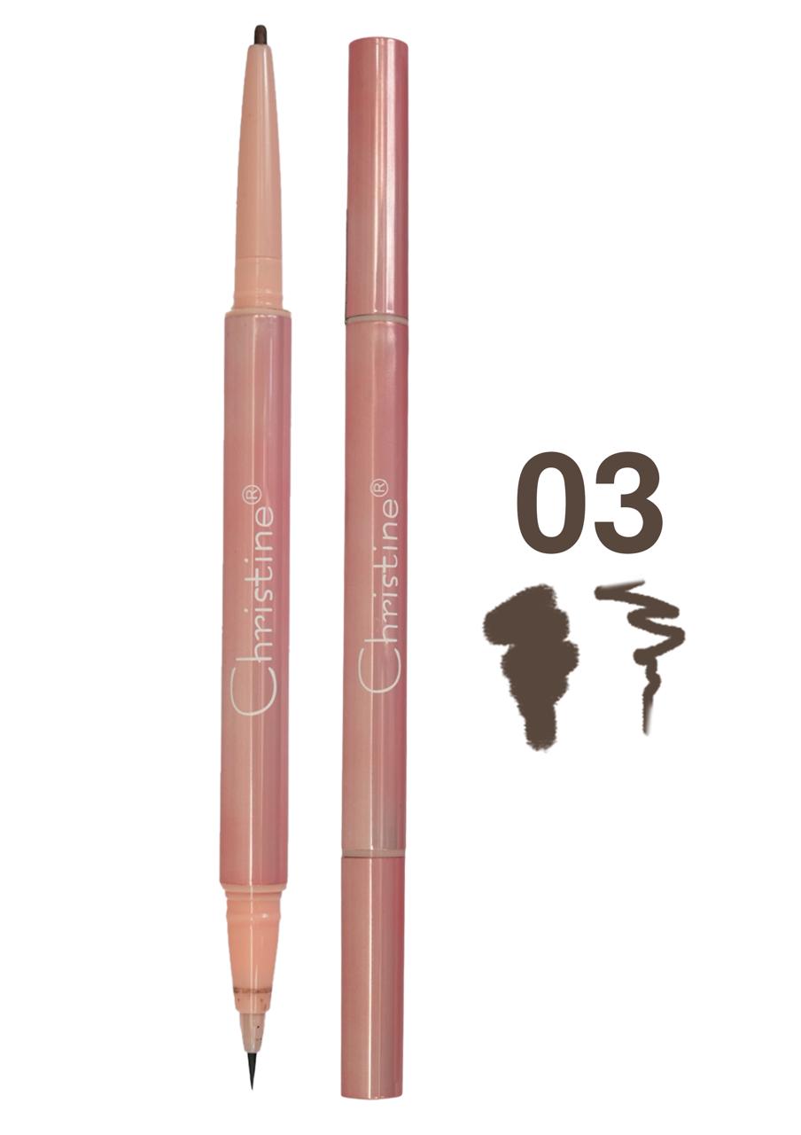 Christine 2 In 1 Eyeliner & Eyebrow Pencil - 0.4ml | كريستين  2 في 1 يجمع بين آيلاينر لتحديد العين وقلم لتحديد الحواجب - 0.4مل