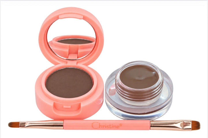 Christine 2 In 1 Eyebrow Powder Gel Eyeliner - 4g | كريستين 2 في 1 بودرة وجل لتحديد الحواجب وآيلاينر – 4 غ