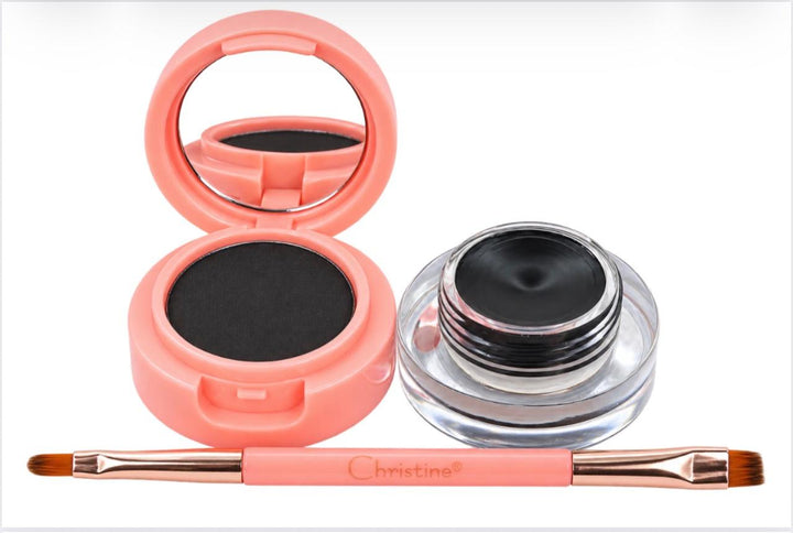 Christine 2 In 1 Eyebrow Powder Gel Eyeliner - 4g | كريستين 2 في 1 بودرة وجل لتحديد الحواجب وآيلاينر – 4 غ