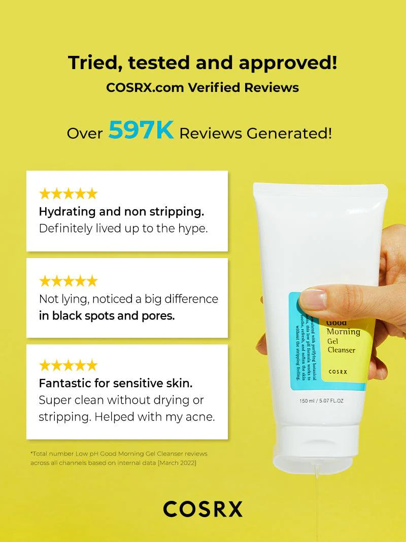 COSRX Low pH Good Morning Gel Cleanser - 50ml| كوزركس غسول جل للوجه بدرجة حموضة منخفضة (pH) - 50 ملل