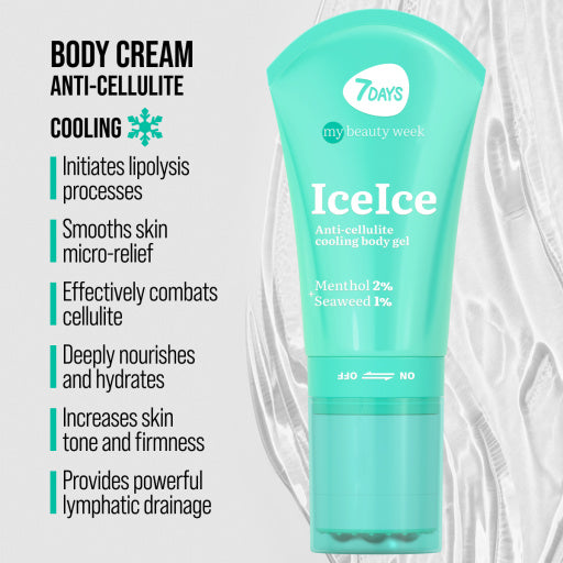7Days ICEICE Anti-Cellulite Cooling Body Gel - 130ml | سفن ديز جل كرايو مبرد مع رول مساج 2 في 1 - 130 مل