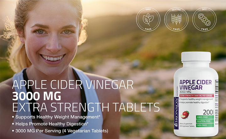 BRONSON Apple Cider Vinegar 3000mg - 200 Vegetarian Tablets - 200 قرص | برونسن خل تفاح 3000 ملغ - 200 قرص #5