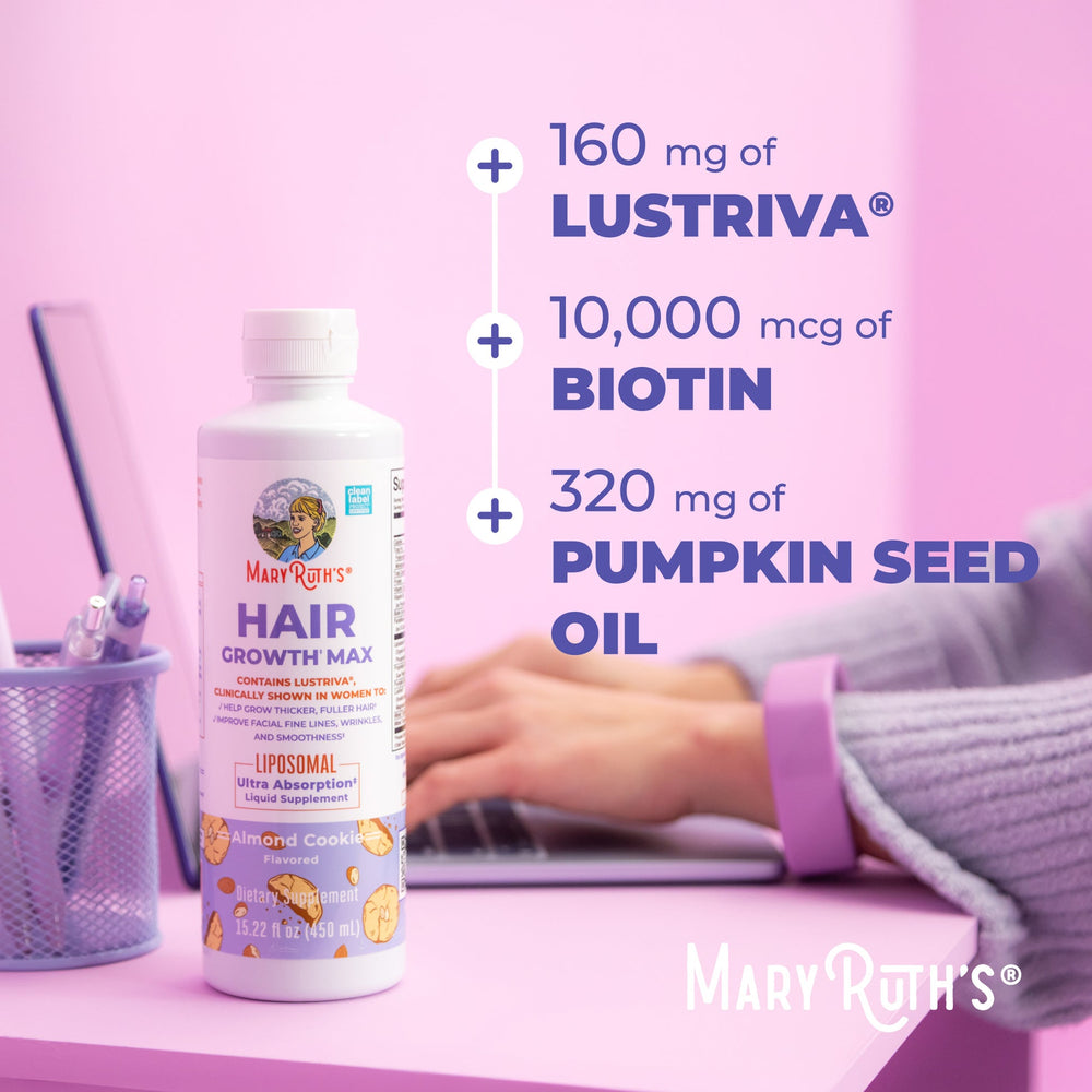 Mary Ruths Mary Ruths Hair Growth Max Liposomal Liquid Supplement Almond Cookie - 450ml - 450ml | ماري روث مكمل غذائي نمو الشعر - 450مل #2