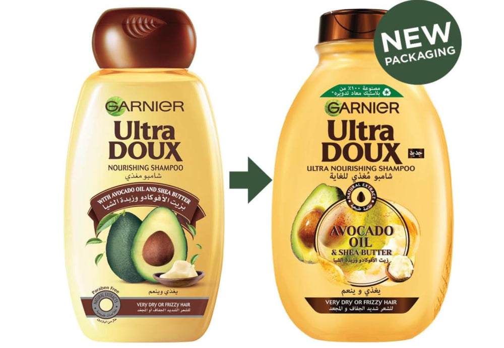 Garnier Ultra Doux Shampoo Avocado Oil & Shea Butter - 400ml | غارنييه الترا دو شامبو بزيت الاوفوكادو وزبدة الشيا للشعر الجاف - 400 مل