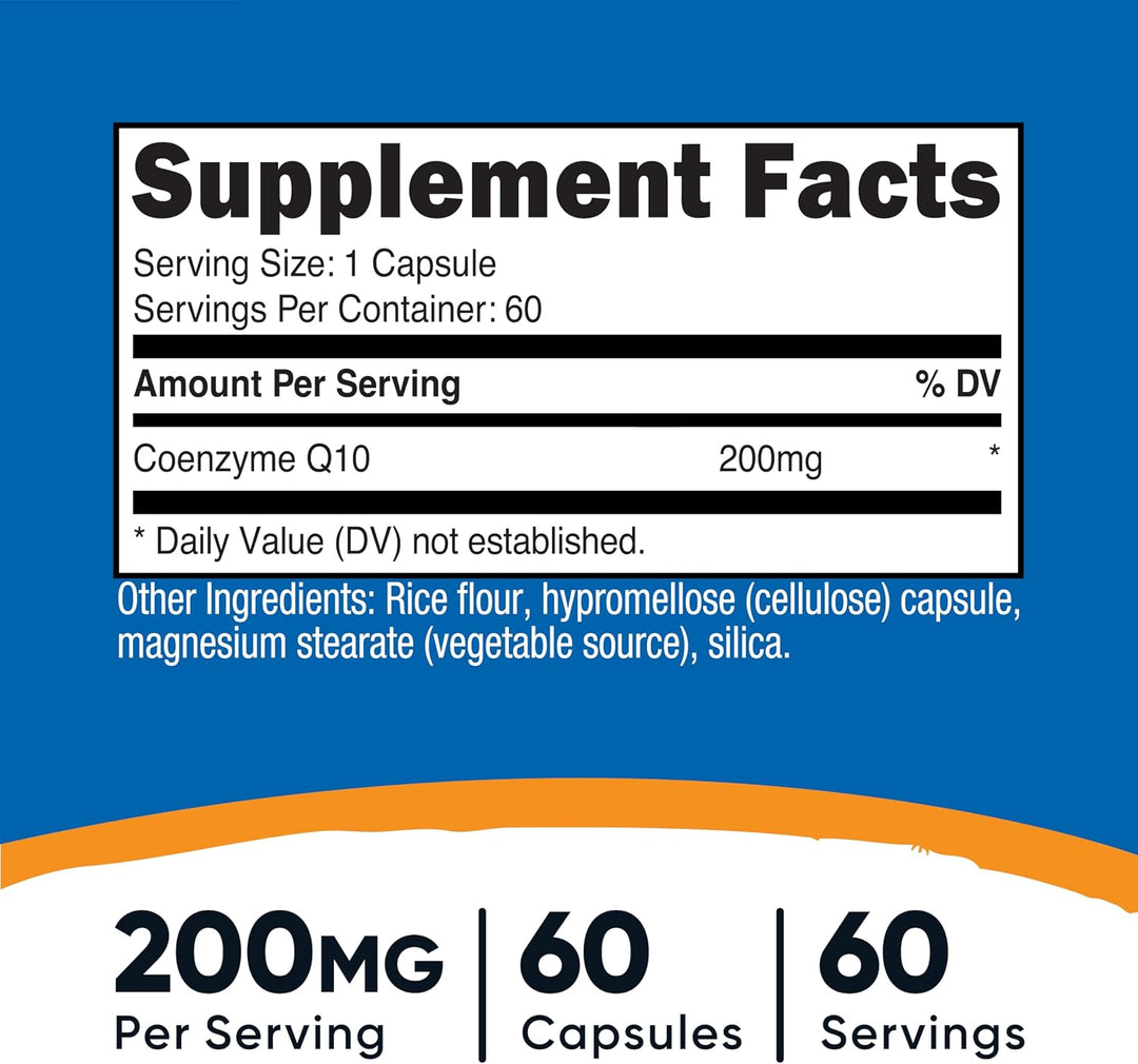 Nutricost CoQ10 200 mg - 60 Capsules   | Q10 نيوتريكوسـت كوإنزيم  بتركيز 200 ملغ - 60 كبسولة