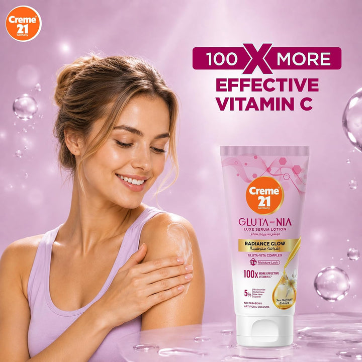 Creme21 Germany Gluta Nia Luxe Serum Lotion Radiance Glow - 200ml | كريم 21 لوشن سيروم فاخر لإشراقة البشرة - 200مل