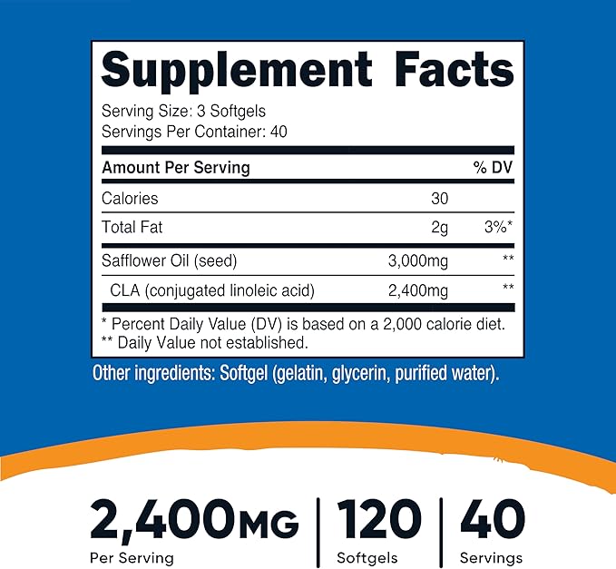 Nutricost CLA Conjugated Linoleic Acid 2,400mg - 120 Softgels | نيوتريكست CLA  2400 ملغ - 120 كبسولة