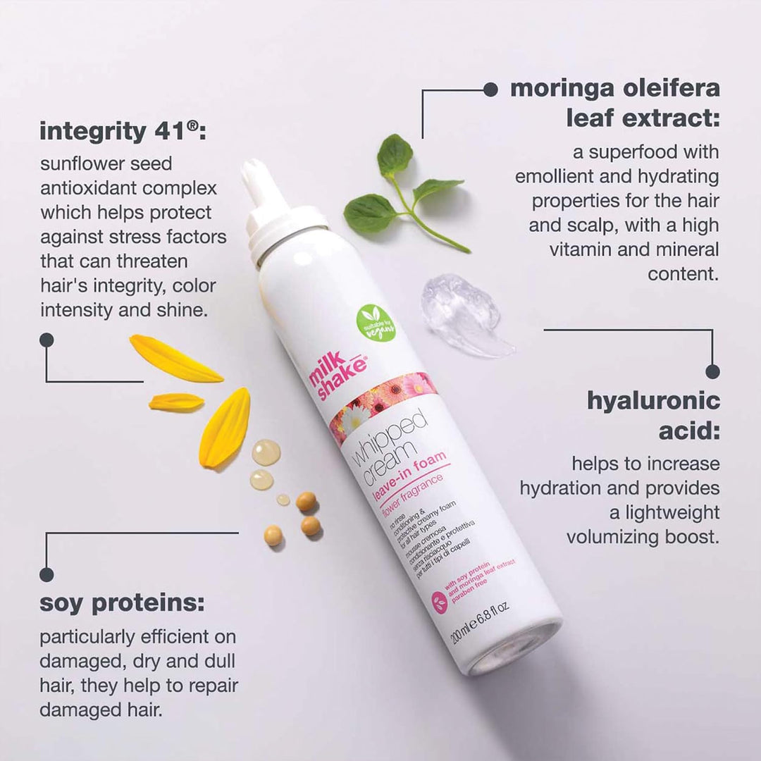 Milk shake Whipped Cream Leave-in Foam Flower Fragrance - 200 ml | ميلك شيك ليف ان رغوي برائحة الورد - 200 مل
