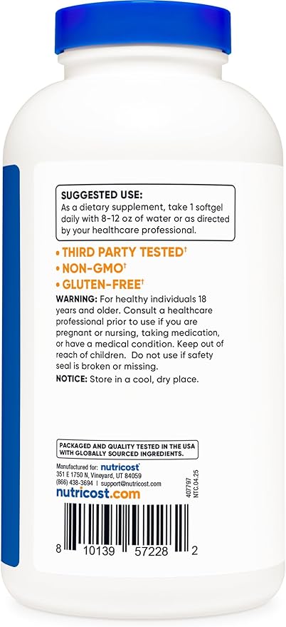 Nutricost Fish Oil 1000 Mg - 240 Softgels | نيوتريكوست زيت السمك 1000 ملغ - 240 كبسولات هلامية