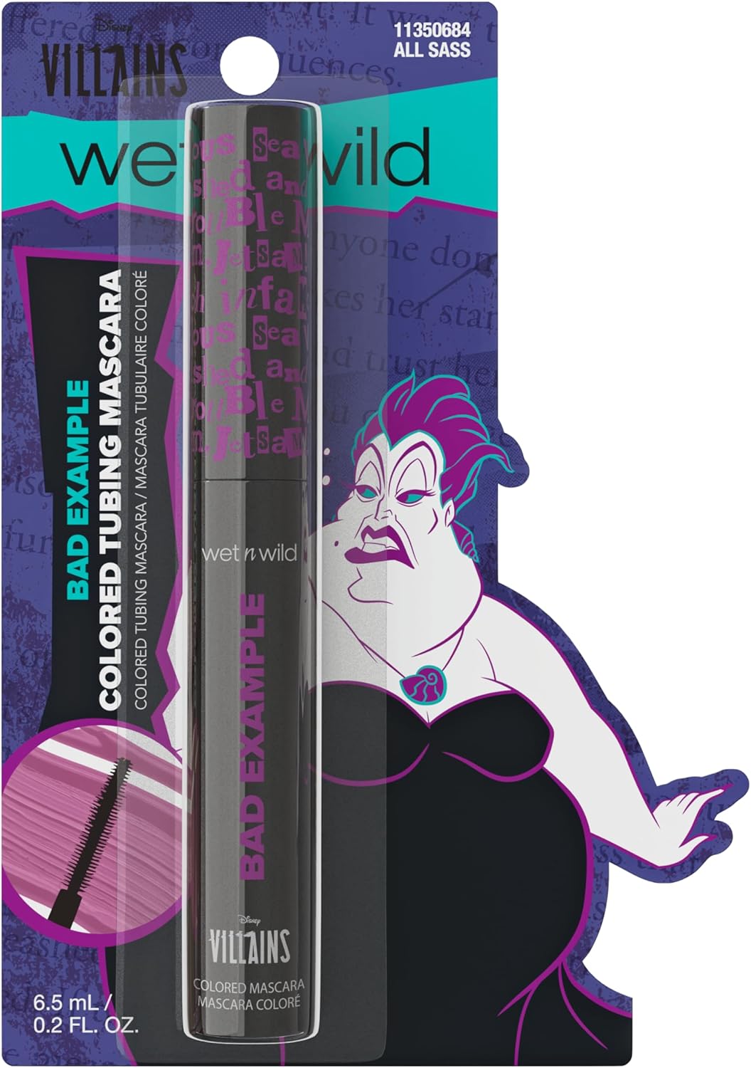 Wet n Wild x Disney Villains Bad Example Color Mascara, Volumizing | ويت ان وايلد ديزني فيلنز ماسكارا ملونة باد إكزامبل لتكثيف الرموش