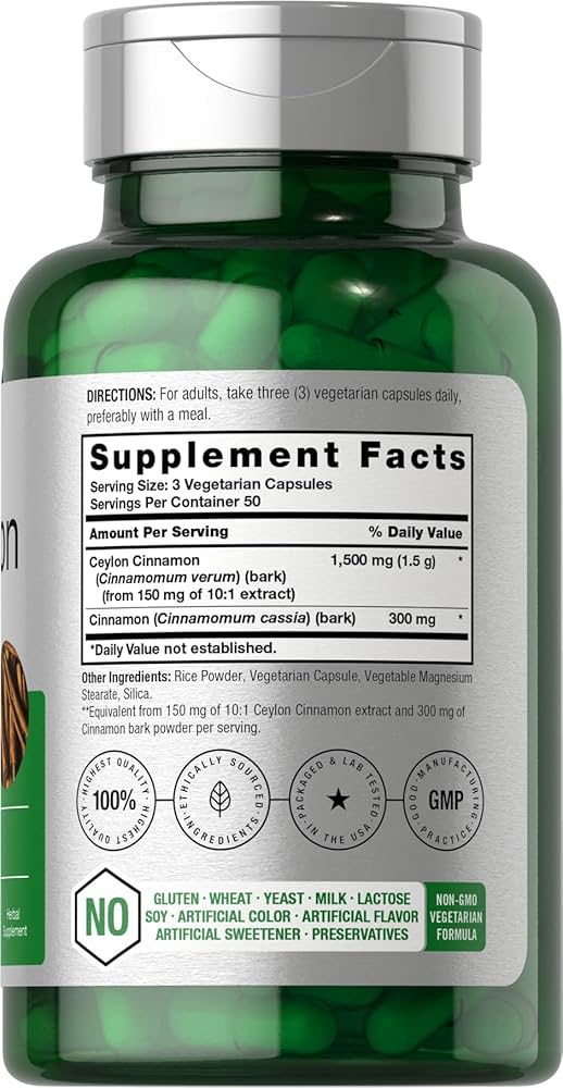 Horbäach Cinnamon 1800mg - 150 Vegetarian Capsulas - 150 كبسولة | هوبتش كبسولات القرفة 1800 ملغ - 150 كبسولة #3